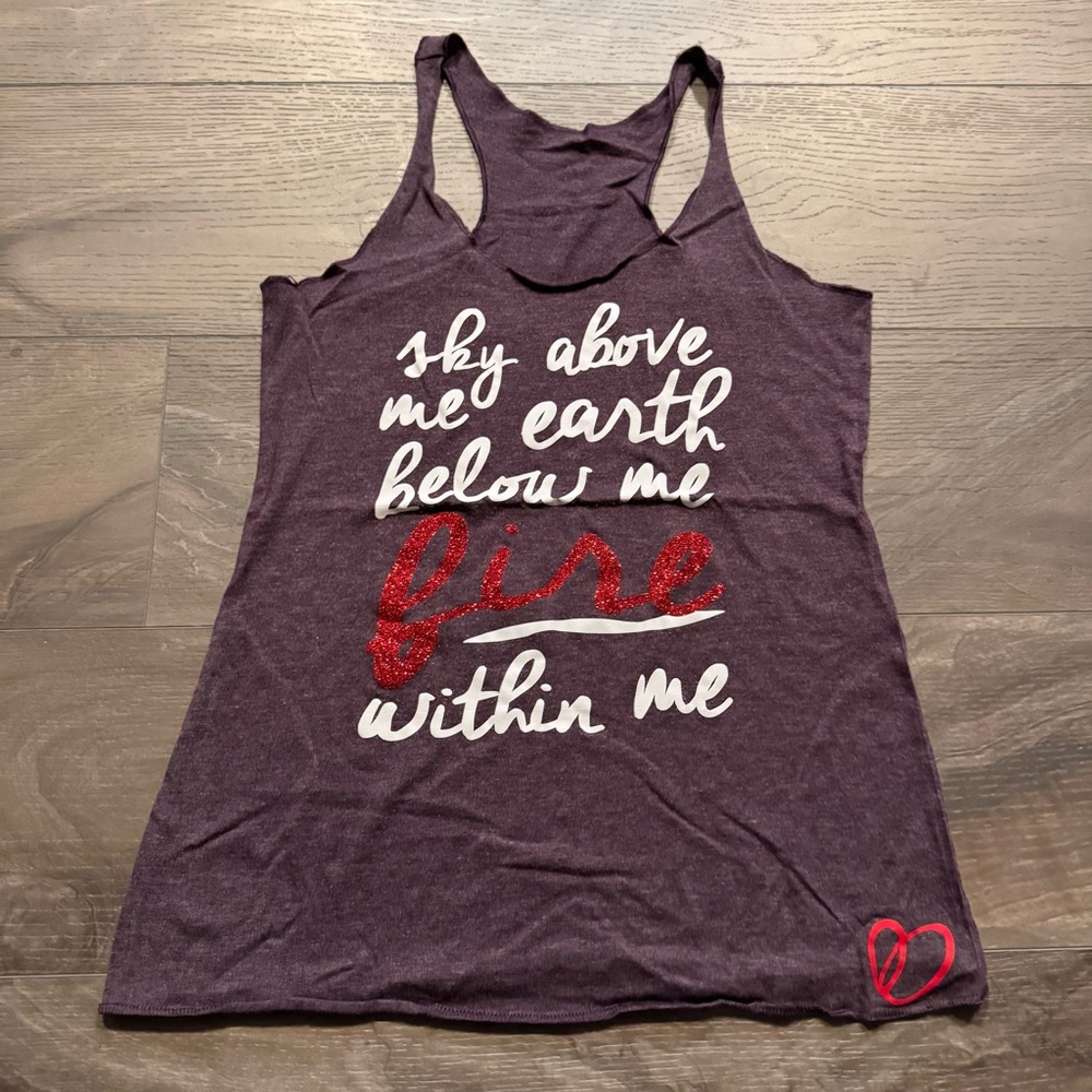 Fitted Racerback Tank Top Small ‘Sky above me Earth below me FIRE within me’